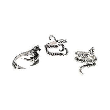 3pc 4pc 5pc Vintage Gothic Snake Rings Men Bull Head Skull Feather Dragon Cross Animal Men Ring Punk Jewelry Evil Eye Ball Ring daiiibabyyy